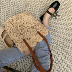 Bohe Summer Big Lace Handbag Beach Wedding Bridal Party Bag Women's Shoulder Bag