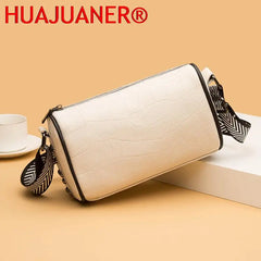 Braided Wide Shoulder Straps Small Women's Messenger Bag Purse Leather Women Bag