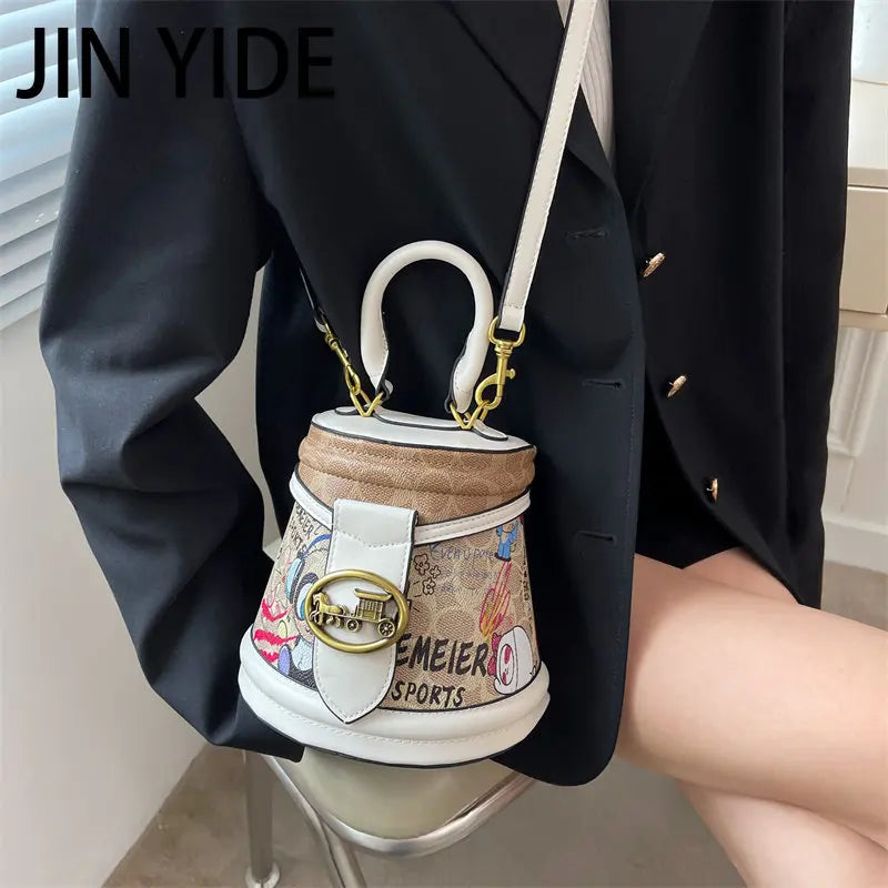 Graffiti Horseshoe Women High Leather Shoulder Bag Purses Handbags Crossbody