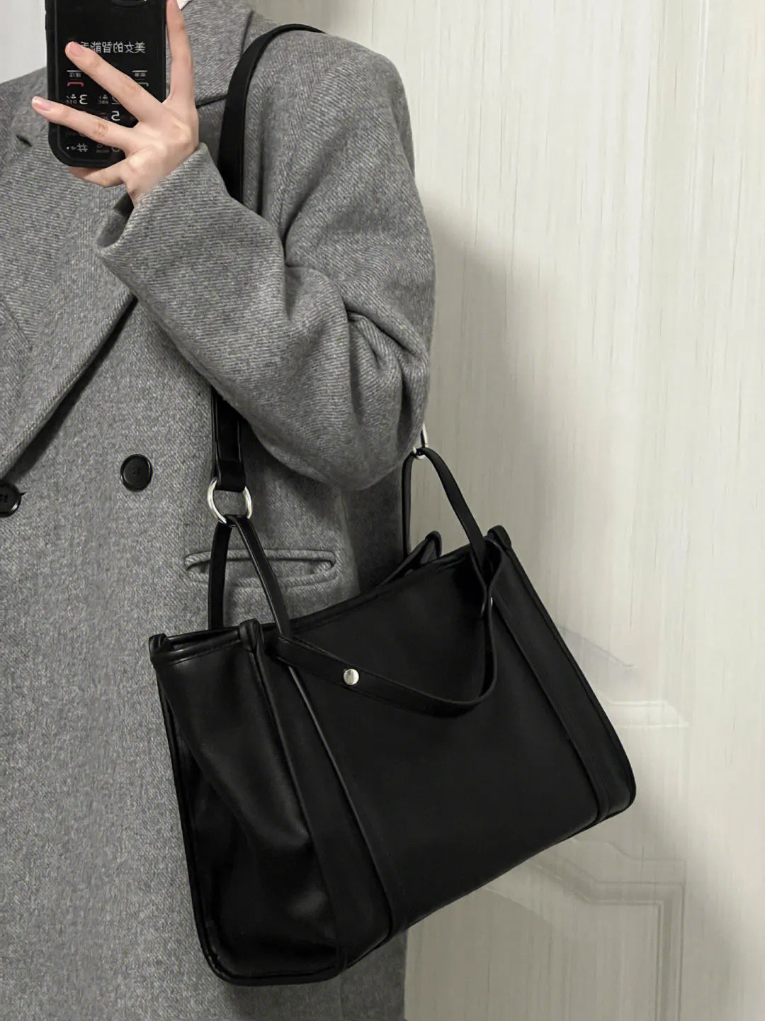 Soft PU Tote Bag for Women, Letter Shoulder Bags Shopper Purses