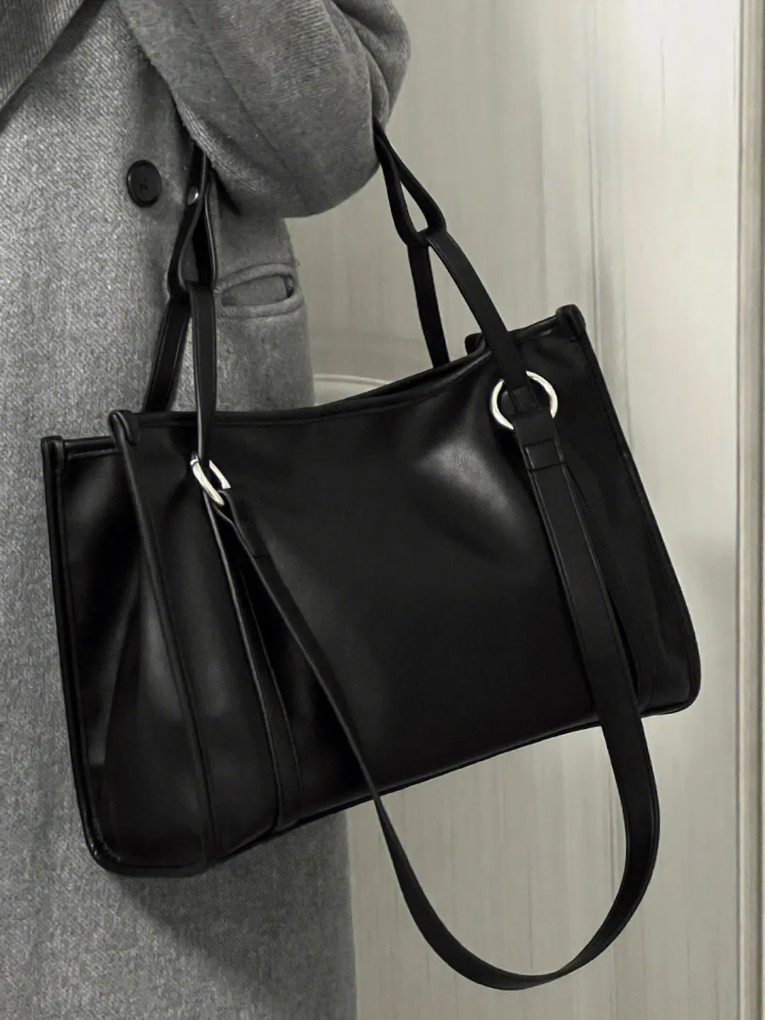 Soft PU Tote Bag for Women, Letter Shoulder Bags Shopper Purses