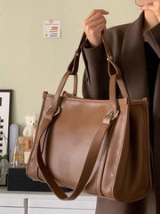 Soft PU Tote Bag for Women, Letter Shoulder Bags Shopper Purses