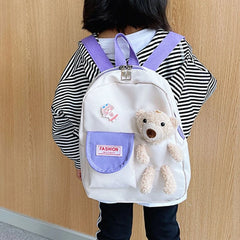 Cartoon Bear Canvas School Bags For Kids Kindergarten Children Backpacks
