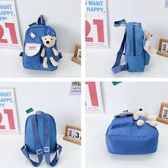 Cartoon Bear Canvas School Bags For Kids Kindergarten Children Backpacks