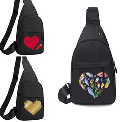 Love Print Canvas Chest Bag Men Women Crossbody Messenger Small Bag