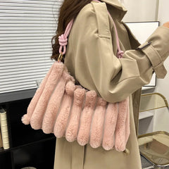 Plush Handbags Lady Shoulder Messenger Cross Body Armpit Cluth Purses