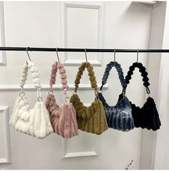 Plush Handbags Lady Shoulder Messenger Cross Body Armpit Cluth Purses