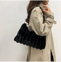 Plush Handbags Lady Shoulder Messenger Cross Body Armpit Cluth Purses