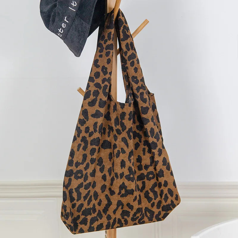 Leopard Print Shoulder Bag Women's Casual Tote Handbag Large Capacity