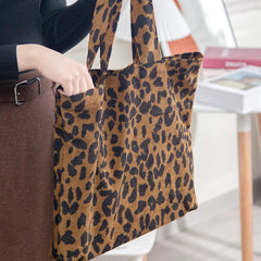 Leopard Print Shoulder Bag Women's Casual Tote Handbag Large Capacity