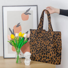 Leopard Print Shoulder Bag Women's Casual Tote Handbag Large Capacity