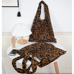 Leopard Print Shoulder Bag Women's Casual Tote Handbag Large Capacity