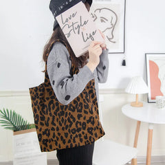Leopard Print Shoulder Bag Women's Casual Tote Handbag Large Capacity