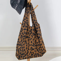 Leopard Print Shoulder Bag Women's Casual Tote Handbag Large Capacity