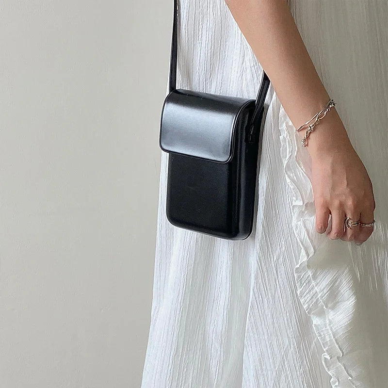 Mini PU Leather Crossbody Bag for Women Girls Ladies Solid Color Phone Purse