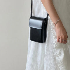 Mini PU Leather Crossbody Bag for Women Girls Ladies Solid Color