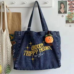 Denim Canvas Bags For Women Hamble Tote Bag Big Capacity Handbags