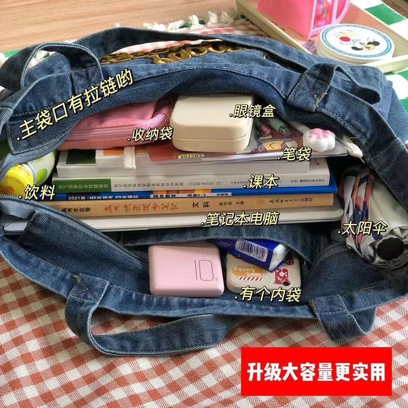 Denim Canvas Bags For Women Hamble Tote Bag Big Capacity Handbags