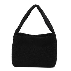 Plush Tote Shoulder Bag High Purse Solid Women Handbags