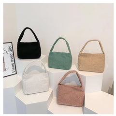 Plush Tote Shoulder Bag High Purse Solid Women Handbags