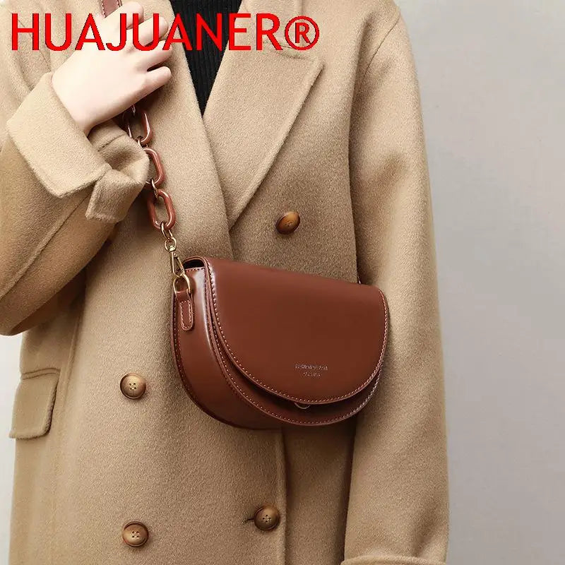 Vintage Brown Crossbody Bag for Women Flap Handbags