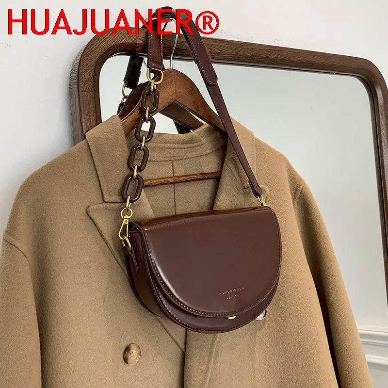 Vintage Brown Crossbody Bag for Women Flap Handbags