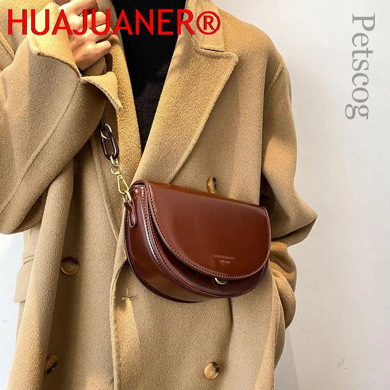 Vintage Brown Crossbody Bag for Women Flap Handbags