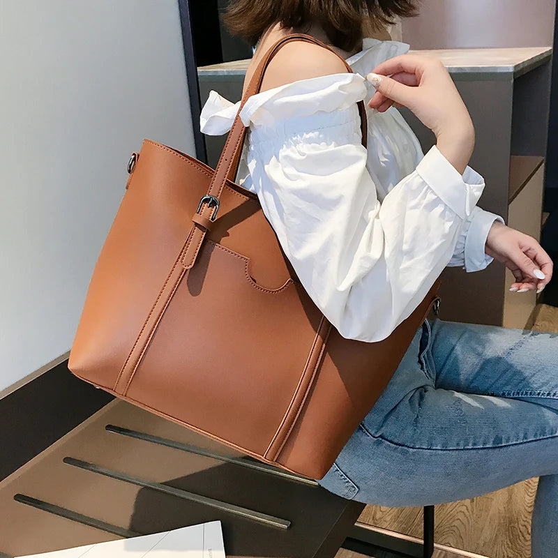 Women PU Leather Handbag Shoulder Bag Casual Female Tote Purses