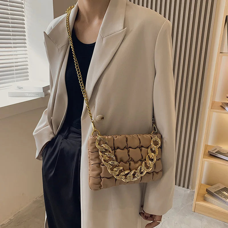 Women's Chain Shoulder Bag Soft Tote Crossbody Handbags