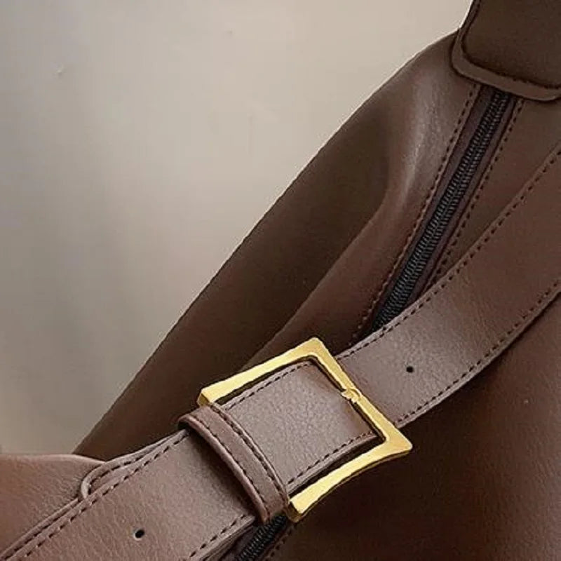 Vintage PU Leather Shoulder Bags For Women Large Capacity Pack Soft