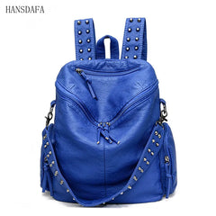 Soft Leather Backpack for Women Large Capacity School Bag