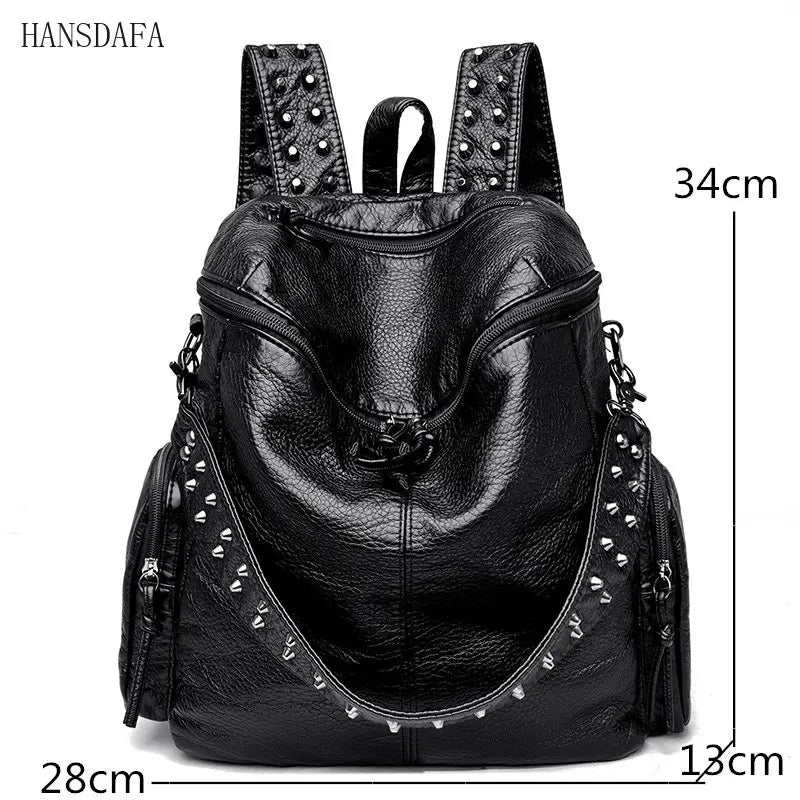 Soft Leather Backpack for Women Large Capacity School Bag