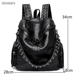 Soft Leather Backpack for Women Large Capacity School Bag