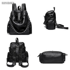 Soft Leather Backpack for Women Large Capacity School Bag