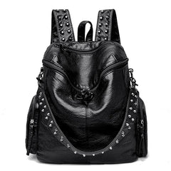 Soft Leather Backpack for Women Large Capacity School Bag
