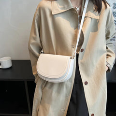 Vintage Women Saddle Bag PU Leather Crossbody Bag Solid Purse