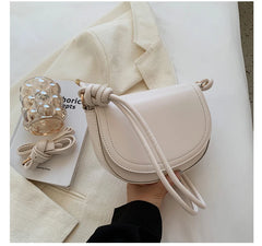 Vintage Women Saddle Bag PU Leather Crossbody Bag Solid Purse