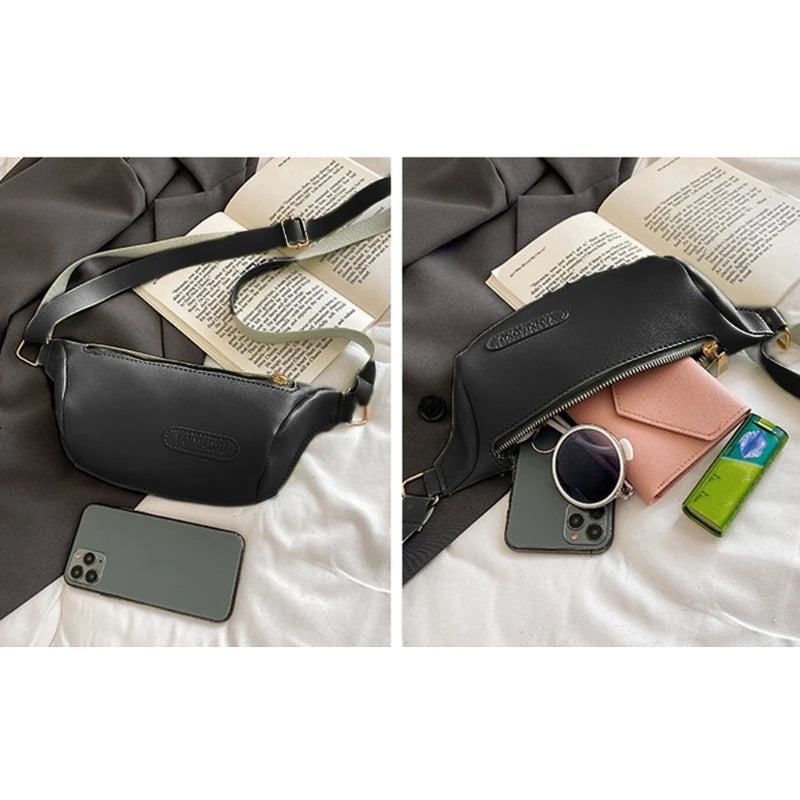Fanny Pack PU leather Lady Chest Bag Women Casual Waist Bag