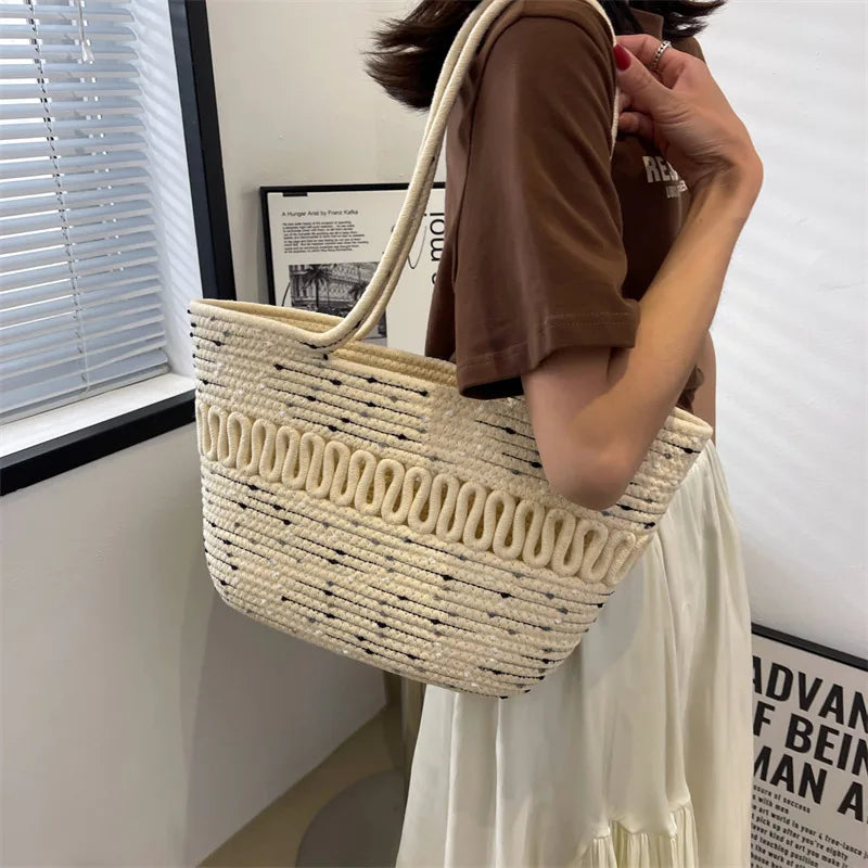 Bohemia Woven Straw Shoulder Bag for Women Ladies