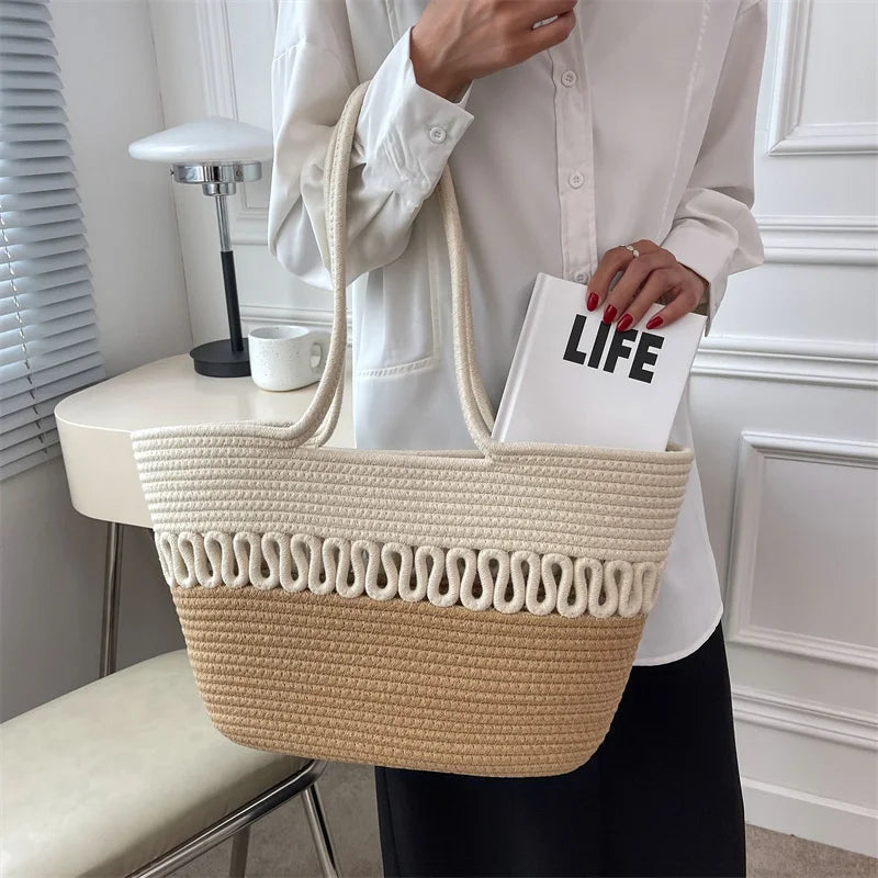 Bohemia Woven Straw Shoulder Bag for Women Ladies