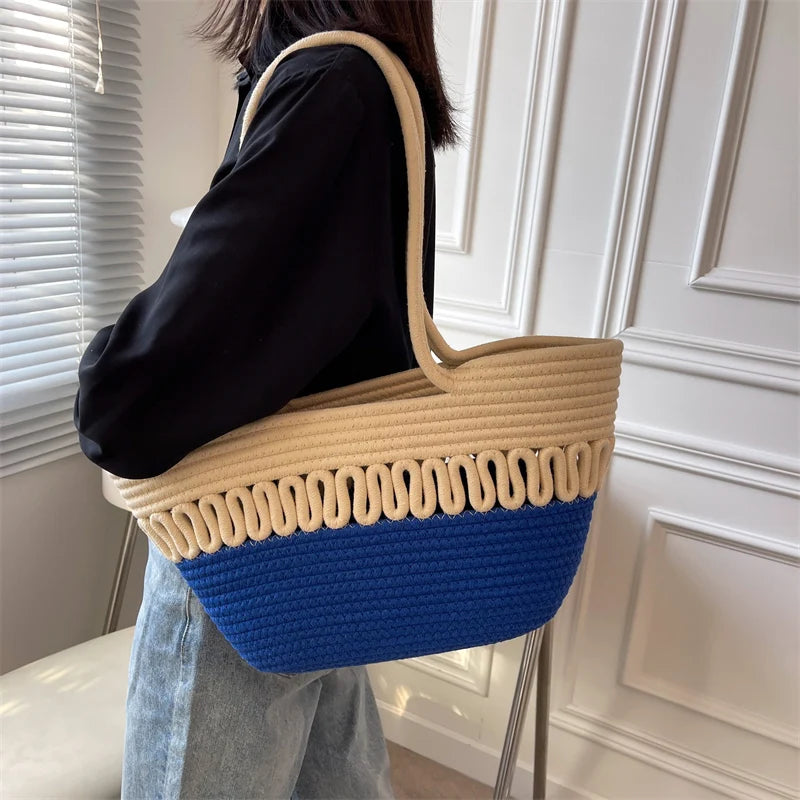 Bohemia Woven Straw Shoulder Bag for Women Ladies