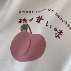 Japanese Style Peach Print Canvas Tote Bag Purse Shoulder Bag