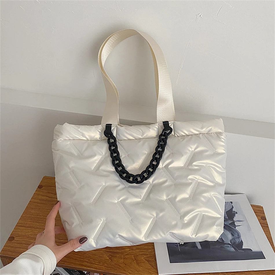 Chain Shoulder Bags for Women Cotton Hand Bag Tote Purse Handbags