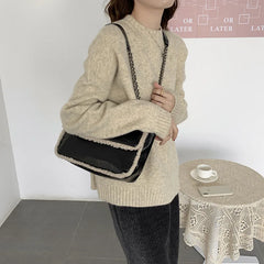 Faux Fur Messenger Bag Lamb Wool Women Shoulder Bags Totes Warm Purses