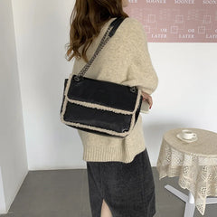 Faux Fur Messenger Bag Lamb Wool Women Shoulder Bags Totes Warm Purses