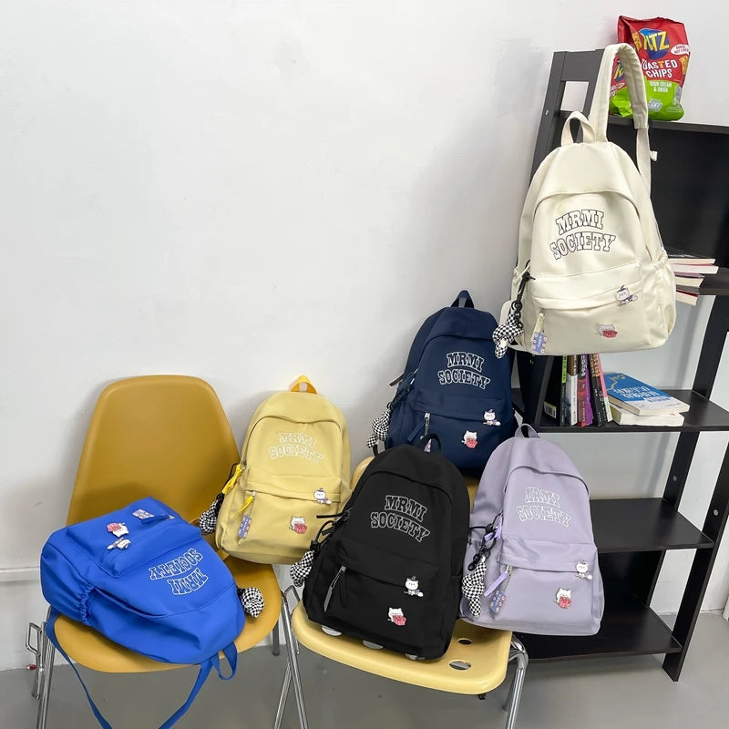 Girl Boy Laptop Rucksack Student School Bag Letter Women Backpack