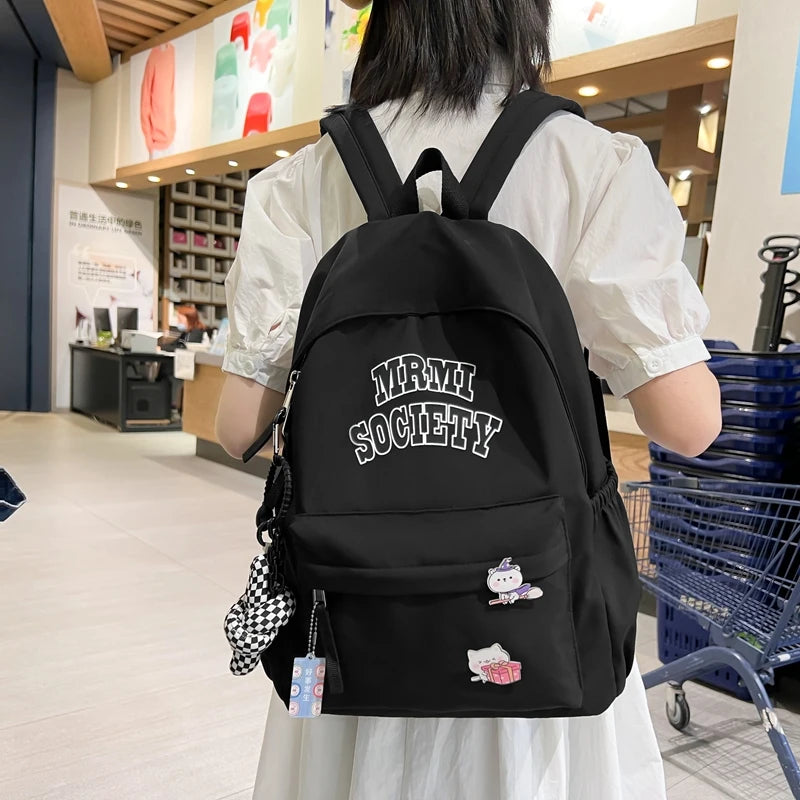 Girl Boy Laptop Rucksack Student School Bag Letter Women Backpack