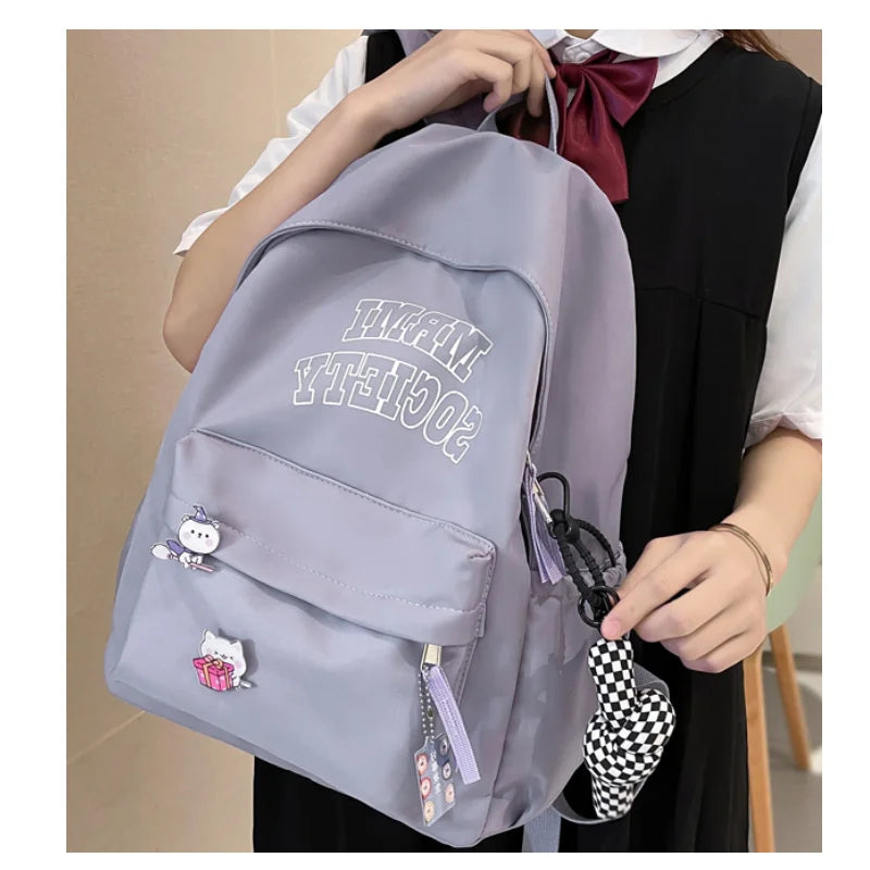 Girl Boy Laptop Rucksack Student School Bag Letter Women Backpack