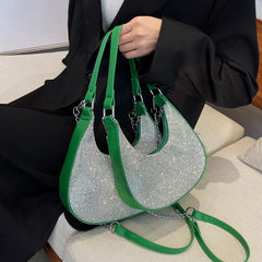 High Chain Crossbody Bag Women Diamonds Handbags Leather Top-Handle