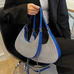 High Chain Crossbody Bag Women Diamonds Handbags Leather Top-Handle